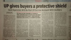 RERA act in UP additional sheild !!Authorities to be in Escrow account of builders